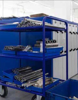 Component trolley on the Shree Samarth Engineering shop floor